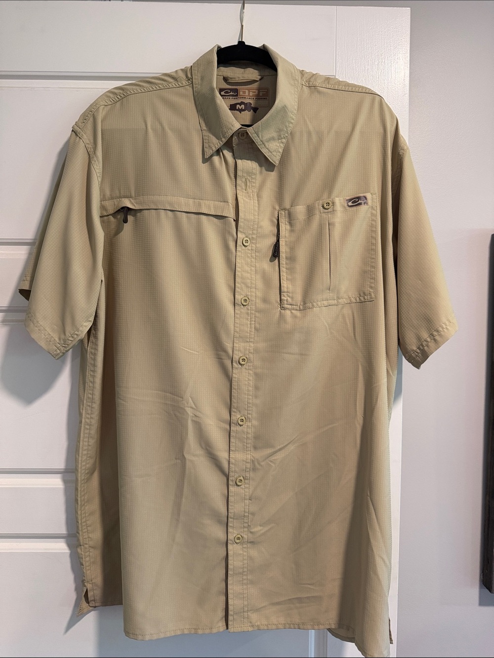 Drake Performance Fishing Short-Sleeve Button Down Shirt - Beige/Tan